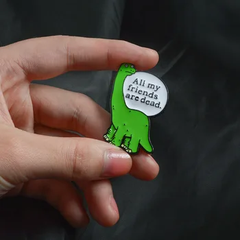 Explosão de estilo broche Europeu e Americano cartoon verde pequeno dinossauro pin acessórios Animal broche emblema
