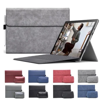 Flip Cover capa de Couro PU de Caso do Suporte Para o Microsoft Surface Pro 6 5 4 3 7 Plus X Impermeável, Luva de Tablet Surface Ir alojamento go2 Bolsa