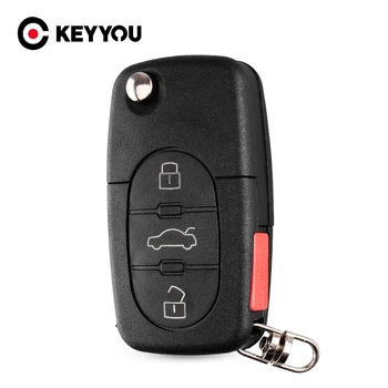 KEYYOU Flip Fob Chave Remota Shell Case para VW Passat Jetta Golf Besouro 4/3+Botões de Pânico Ajuste CR1616/CR1620