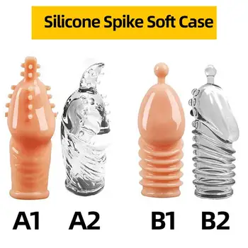 Reutilizáveis Preservativos de Silicone Tempo de Atraso de Cristal Spike Chaves Macho de Extensão de Pénis Mangas Anéis penianos os Brinquedos Sexuais para Homens