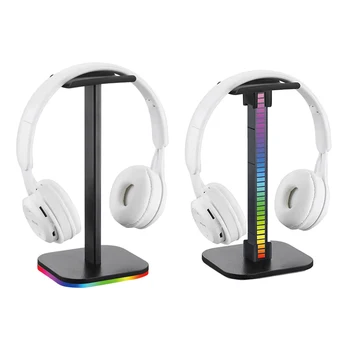 RGB Fones de ouvido Stand CONDUZIU a Luz de Tira Som da Música de Controle de Recebimento Ritmo Ambiente Lâmpada de Mesa de Fone de ouvido Titular Jogador de Acessórios para PC